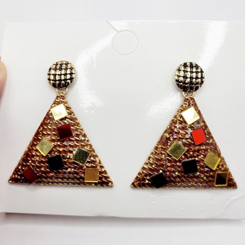 Brand New Forever 21 Triangle Brown Earrings